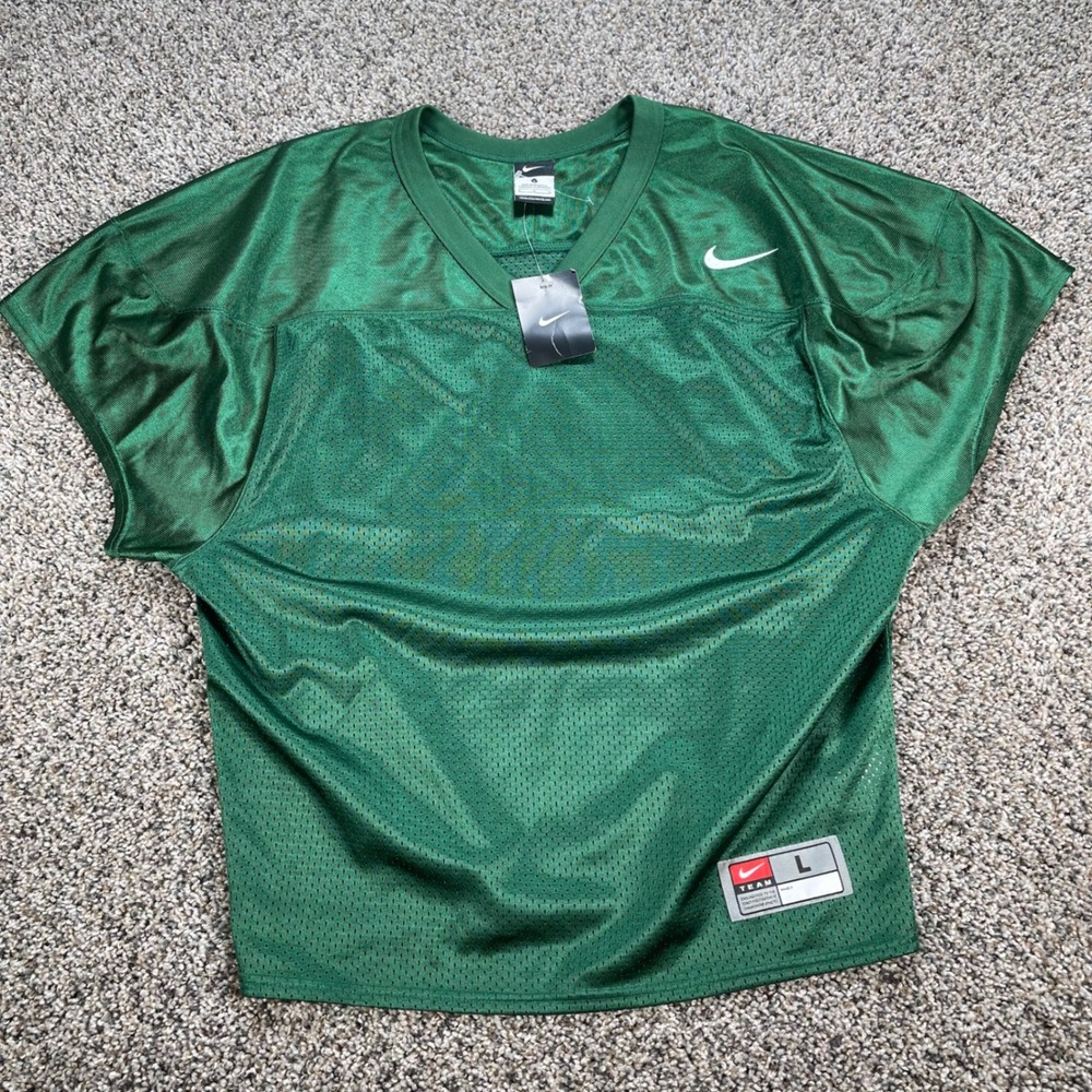 Nike Team Men's Large Green Football Practice Jersey Mesh V-Neck New With Tags